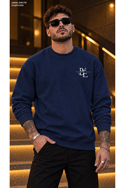 caddekombin Men's Boutique Elegance Be Monogram Logo Crew Neck Casual Regular...