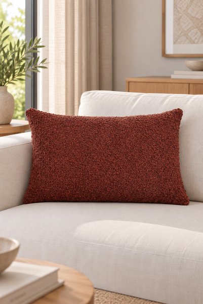 texta home deco Melange Buklet Dokuma Kırlent Kılıfı Bordo - 40x60 cm