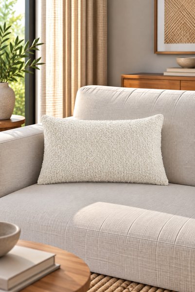 texta home deco Melange Buklet Dokuma Kırlent Kılıfı Kemik - 30x50 cm