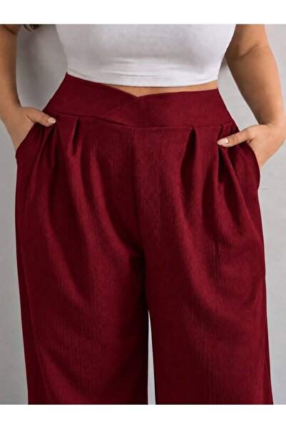 tuzu moda BÜYÜK BEDEN BELİ LASTİKLİ BÜRÜMCÜK PANTOLON