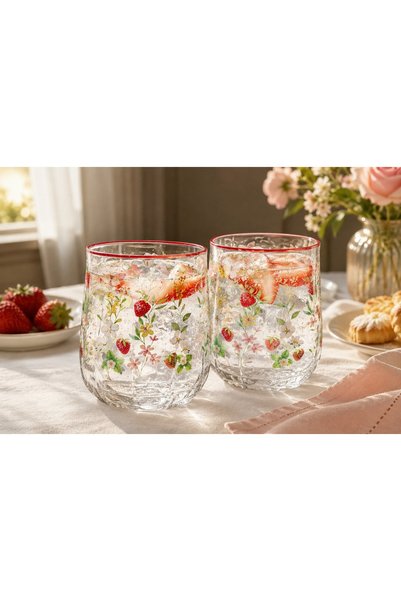 Easy Life Collection's Jardin Des Fraises 2'li Cam Bardak Seti 500 ml