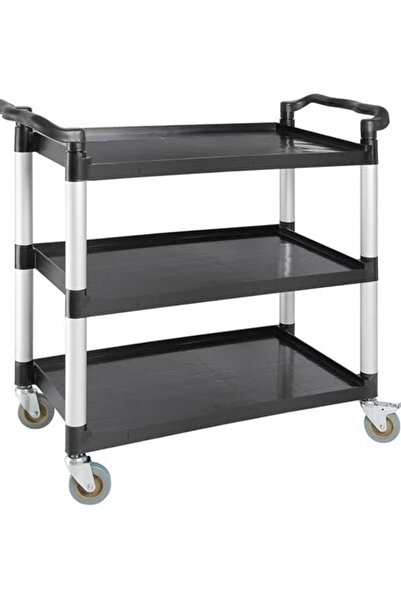 Generic Brand Mobile food storage and serving trolley with 3 plastic shelves,...