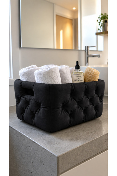ÜÇ BOYUT ATÖLYE Decorative Quilted Multi-Purpose Organizer Basket – Towel, Ba...