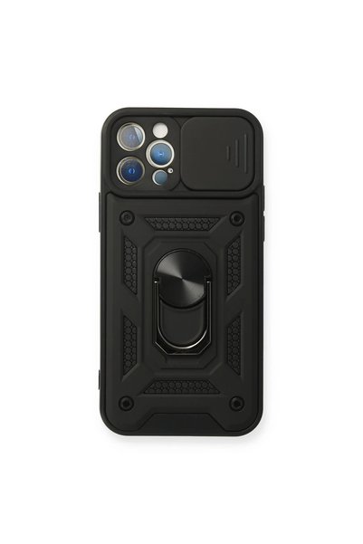 OtoTech غطاء سيليكون لـ Apple iPhone 12 Pro مع حلقة عدسة - أسود