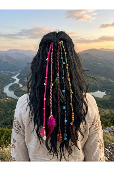 Kişiye özel el yapımı boncuk detaylı bohem rasta çıtçıt toka