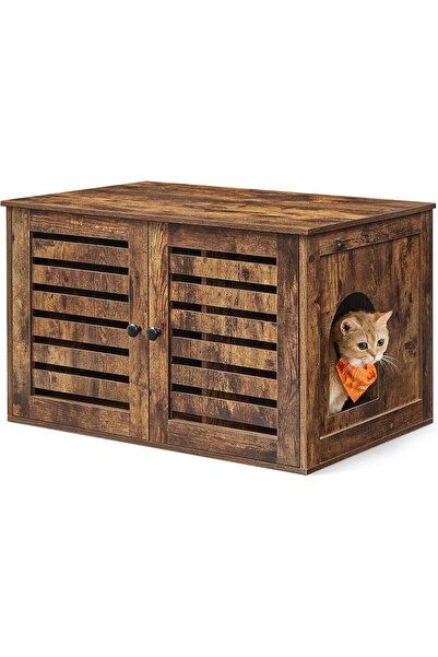 feandrea Litieră pentru pisici cu 2 uși, 80x53x49 cm, Maro Rustic