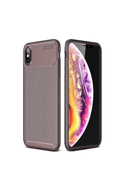 OtoTech غطاء كاربون بتركيز تلقائي لهاتف أبل آيفون XS ماكس - بني