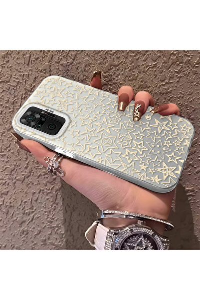 quırkshıeld Redmi Note 10 Pro Uyumlu Elle Çizilmiş Karalama Yıldız Baskılı Kı...