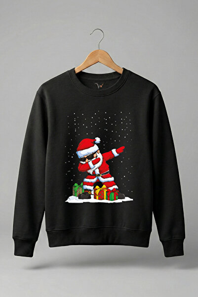 The Baski New Year's Santa Claus Cool New Year Snowy Design Printed Crew Neck...