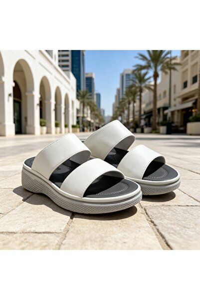 WUXIAO MALL Double Strap Platform Slide Sandals, 3cm Thick Sole Anti Slip Cas...