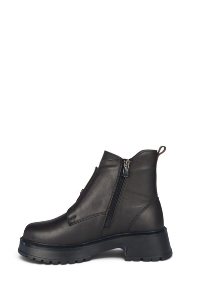 DONDUK Women's Genuine Leather Zippered Short Boots