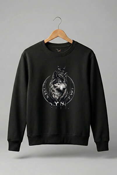 The Baski Turkish Written Bozkurt Turkish Flag and Wolf Printed Crew Neck 3 T...