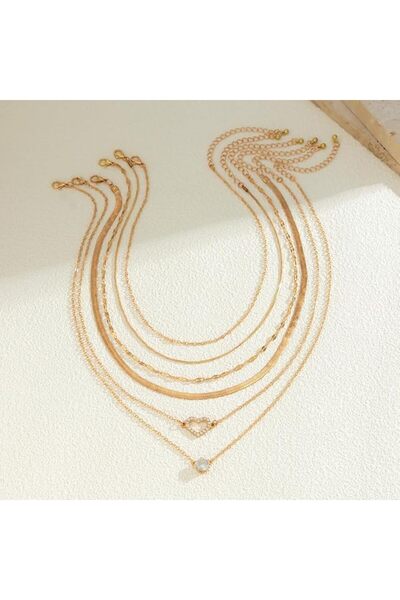 Arabest 6 Pcs Gold Plated Necklace Set for Women,14k Gold Plated Layered Pend...