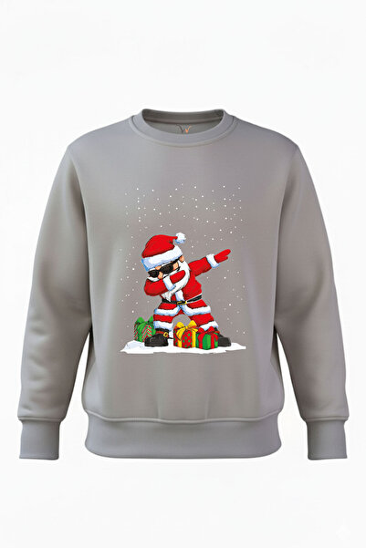 The Baski New Year's Santa Claus Cool New Year Snowy Design Printed Crew Neck...