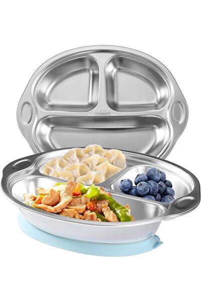 Arabest Stainless Steel Suction Baby Plate,Divided Toddler Plate,Food-Grade 3...