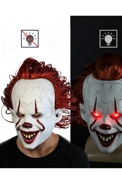 GGEROU Latex Horror Mask with LED Mask Cosplay Headdress Masquerade Costume A...