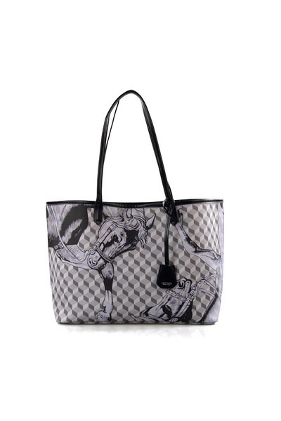 LOUP NOIR Vintage Checkerboard Tote Bag Large Capacity Handbag