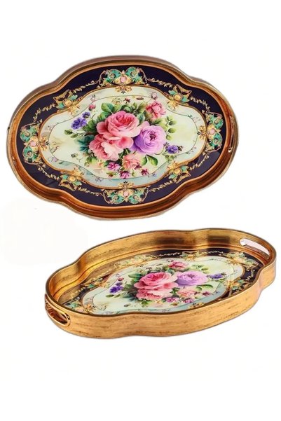 BOSHQAP 2-Piece Oval Decorative Tray 0186