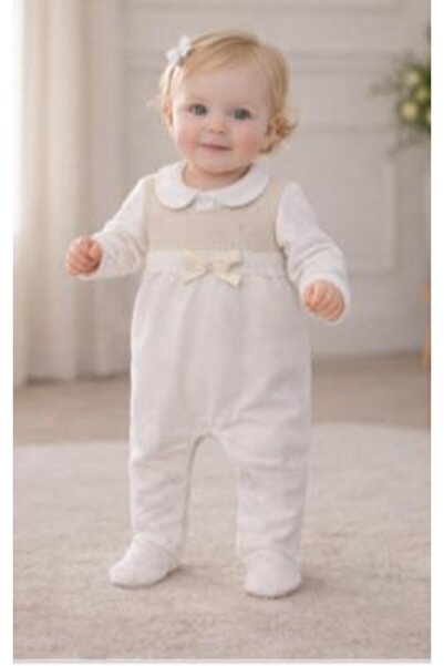 aykidsclup Baby Girl Stylish Jumpsuit with Bow Detail Cotton Jumpsuit 128434-
