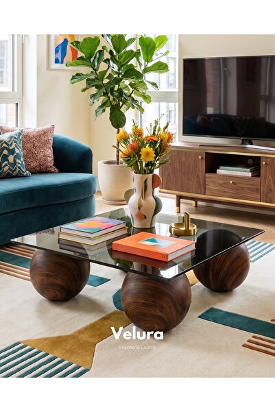 Velura Home & Living Küre Orta Sehpa - Amerikan Ceviz - Kare Füme