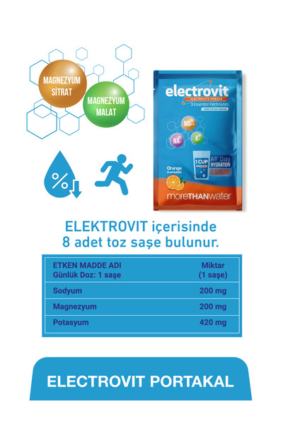 DAILYSHOT Electrovit Orange Electrolyte Powder Containing Sodium, Potassium, Magnesium – 2 X 8 Sachets