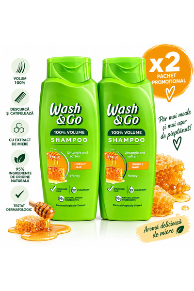 WASH&GO 2x 360 ml șampon cu miere