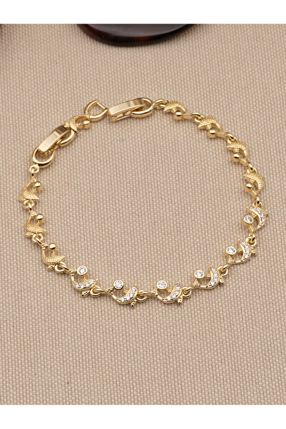 Bilge Kadın Aura Premium Zircon Stone and Dolphin Figured Luxury Steel Bracel...