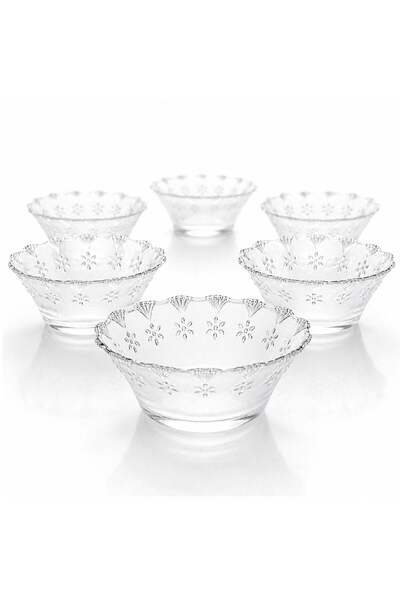 JML Bol din Sticlă 6/set, Transparent 12.5x5cm, Model Floral