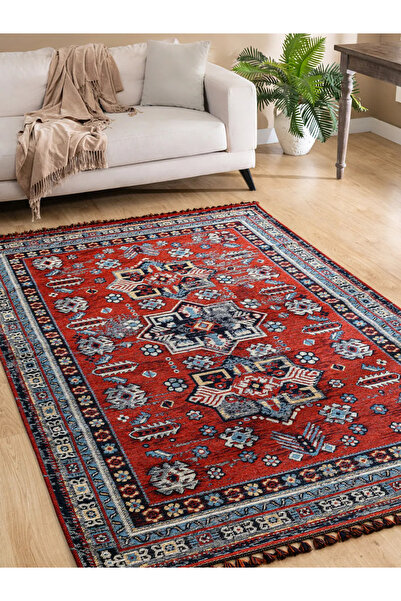 Derya Home Kuman Serisi Saçaklı Kilim Vintage Etnik Desenli Kilim Halı