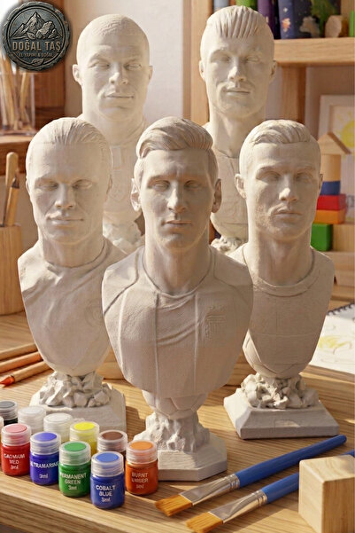 Craft3D Atölye Ronaldo(15 cm)-Messi(15 cm)-Mbappe(13 cm)-Haaland(13 cm)-Neyma...