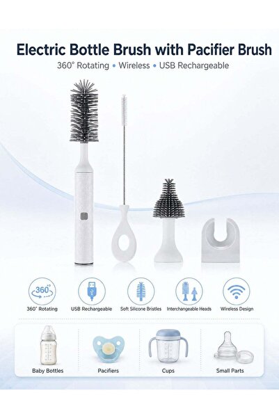 Spectrum X2 Wireless Electric Bottle Brush with Pacifier Brush, 360° Rotating...