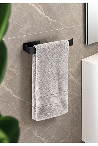 ARNESE HOME Mat Siyah Paslanmaz Çelik Banyo-Mutfak Havluluk Askısı (YAPIŞKANLI)