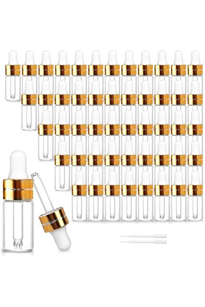 KASTWAVE Sample Dropper Bottles, with 2 Pcs Plastic Droppers, 50 Pack Mini Sa...
