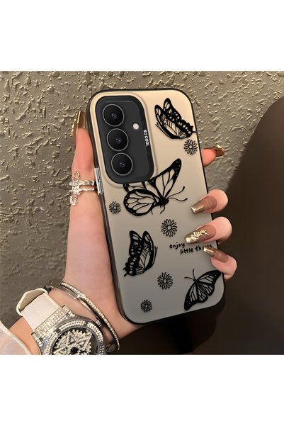 CHICASELUX Samsung Galaxy S25 Fe Compatible Plain Feel Case, Line Butterfly D...