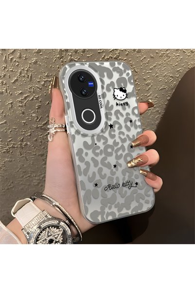 CHICASELUX حافظة هاتف متوافقة مع هاتف Vivo V50 باللون الرمادي بنمط الفهد، مطب...