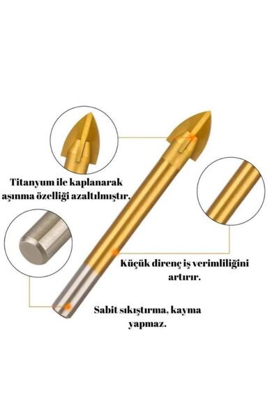 DepoMega 3 Parça Cam Seramik Delme Matkap Ucu 6-7-8 mm