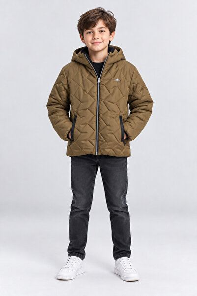 AHENGİM Boy's Hooded Quilted Coat with Soft Lining and Zipper Pockets Winter ...