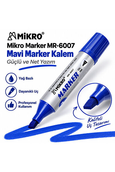 Mikro Yağ Bazlı Marker Kalem Kesik Uç Mavi