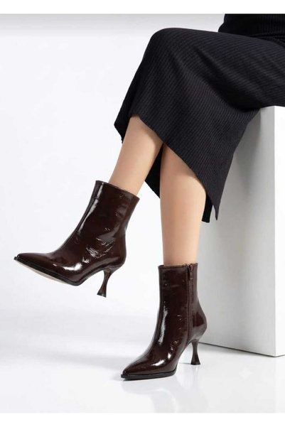 trendyes Pointed Toe Thin Heeled Women's Leather Boots
