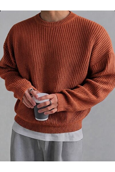 zs zaos fashion Men's Oversized Crew Neck Knitwear Sweater 0 Collar Comfortab...