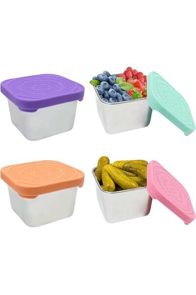 NALACAL 4Pack Stainless Steel Snack Containers with Silicone Lids, Leak-Proof...