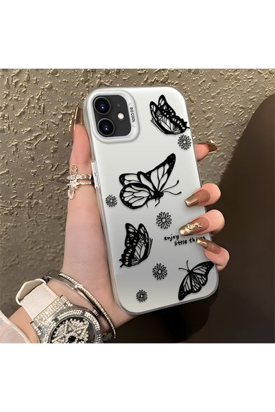 CHICASELUX iPhone 11 Compatible Simple Feel Case, Line Butterfly Daisy Englis...