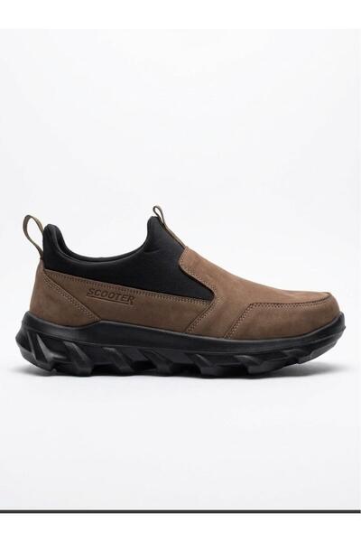 Scooter M7206Nku Nubuck Sand Genuine Leather Laceless Men's Shoes