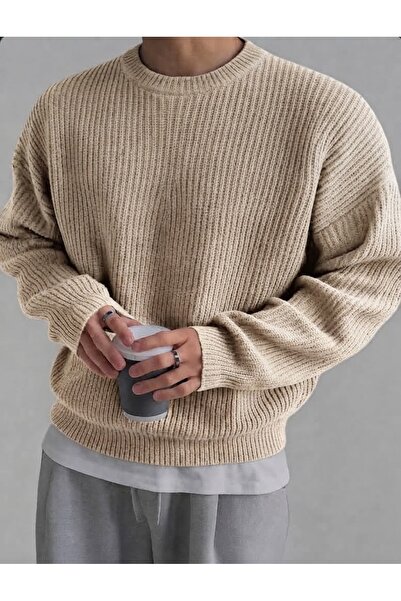 zs zaos fashion Men's Oversized Crew Neck Knitwear Sweater 0 Collar Comfortab...
