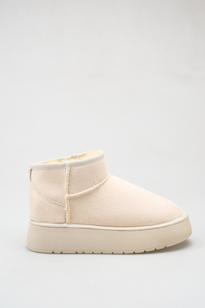 TOPUK Elva Beige Suede Sheepskin Thick Sole Women's Boots