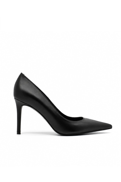 Vario Genuine Leather Pointed Toe Stiletto Shoes S23 Black Metis