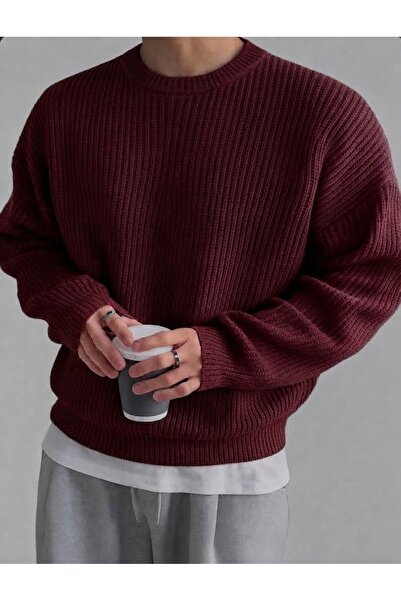 zs zaos fashion erkek oversize bisiklet yaka triko kazak 0 yaka rahat kalıp p...