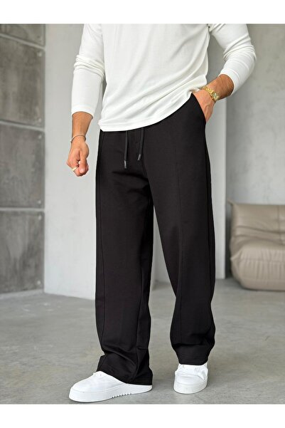 FO4RBS Baggy Sweatpants with Stitching Detail m - Black