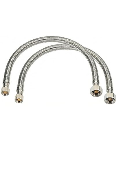 SMARTIZI 2 Adet 3/8" - 3/8" Dişi Çelik Örgülü Flex Hortum (50 cm) - Klozet ve...