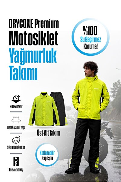 nukro wear DRYCONE Premium Motorcu Yağmurluğu Motosiklet Yağmurluğu Su ve Rüz...